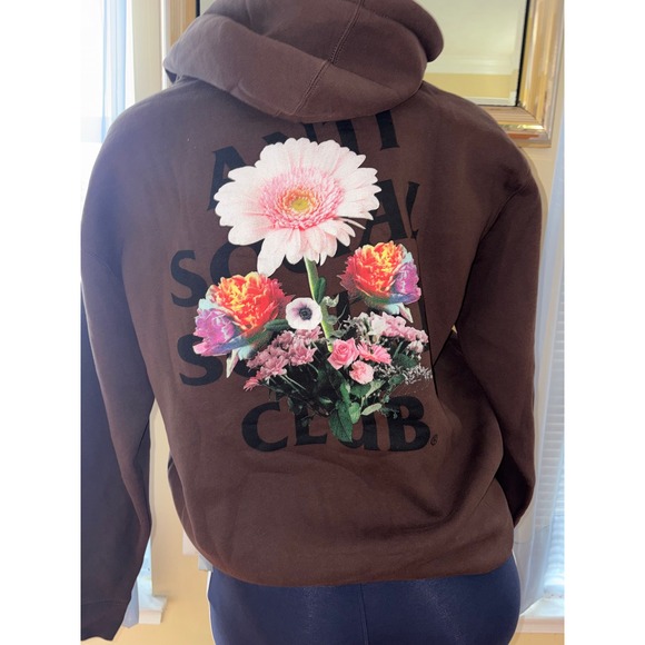 Anti Social Social Club Other - Anti Social Social Club Brown Floral Logo Hoodie Mens Streetwear Sweatshirt